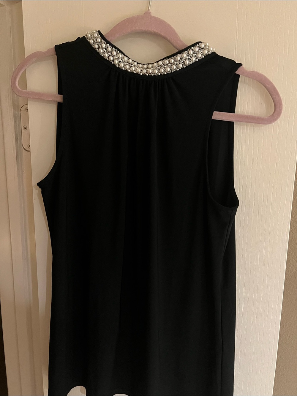 Black Sleeveless Pearl-Embellished Women's Top from White House Black Market